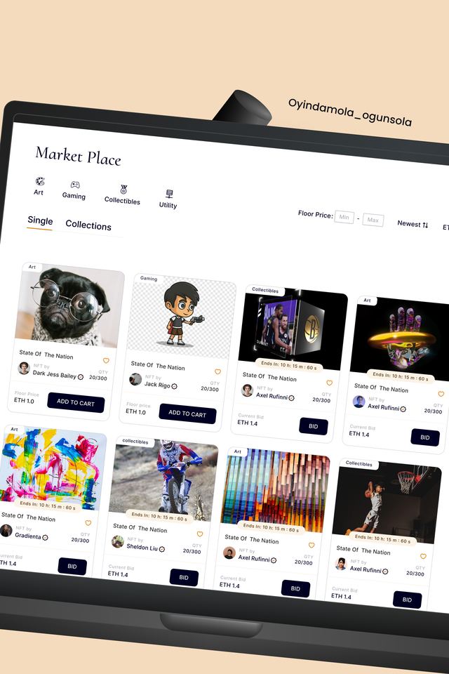 UI design work sample